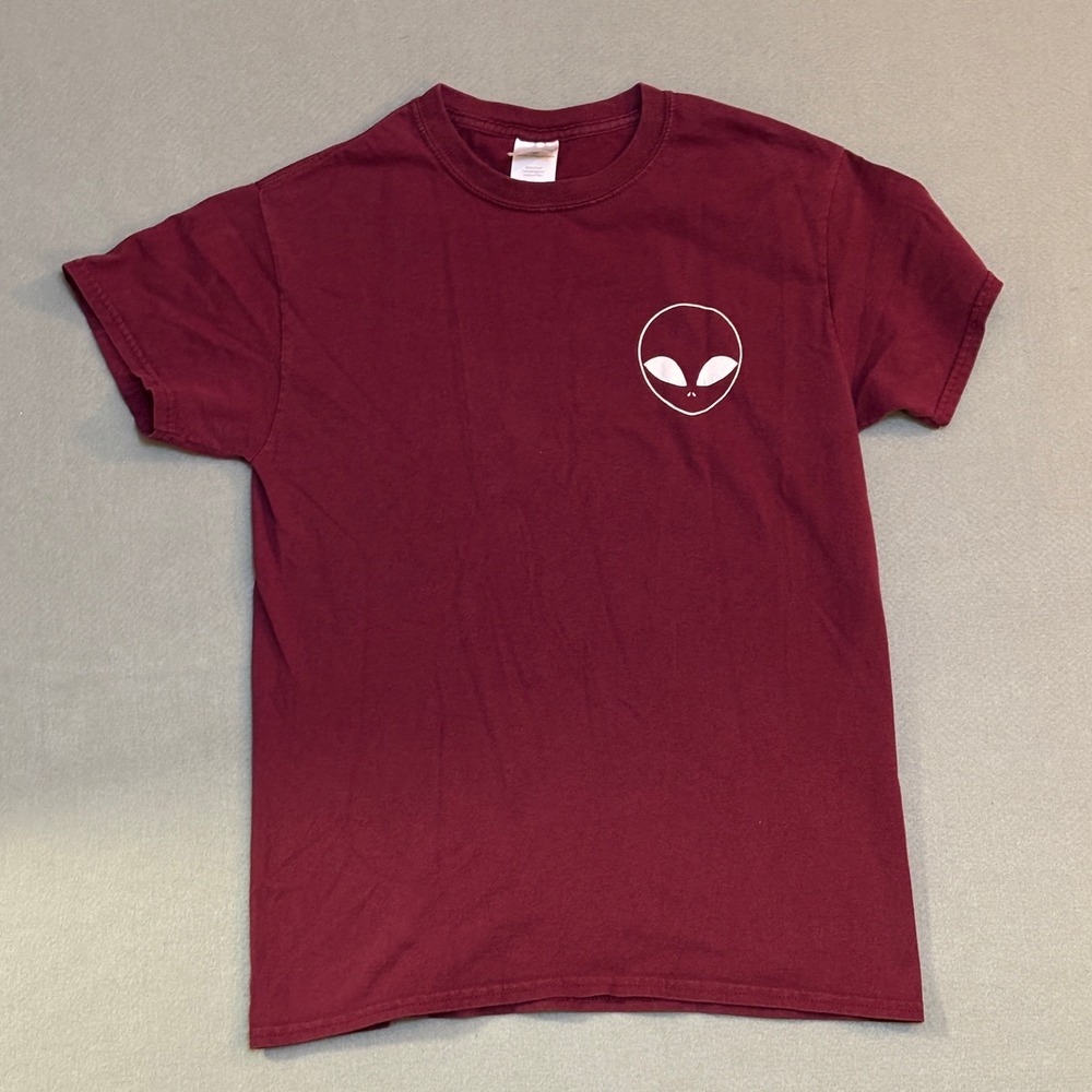 Gildan A-Lab Kito‎ Alien Head T-Shirt Maroon Mens S Short Sleeve Cotton